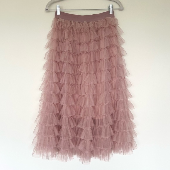 Vintage BETSEY JOHNSON Ruffle Tiered Tulle Skirt Ballet Pink Frilly Party Skirt - Picture 7 of 15